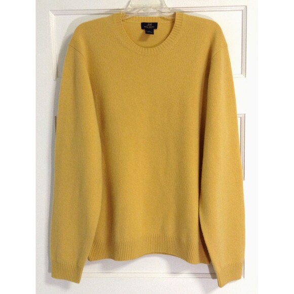 Brooks Brothers 346 Lambs Wool Sweater Men XL Mustard Crewneck Old Money Preppy - Picture 1 of 8